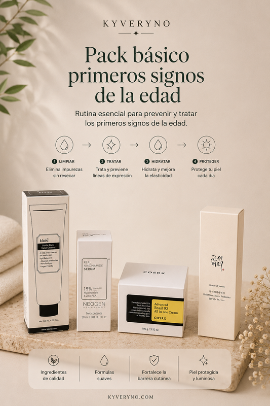 RUTINA BÁSICA · PRIMEROS SIGNOS DE LA EDAD - Cuida los primeros signos de la edad con una rutina sencilla de 4 pasos.