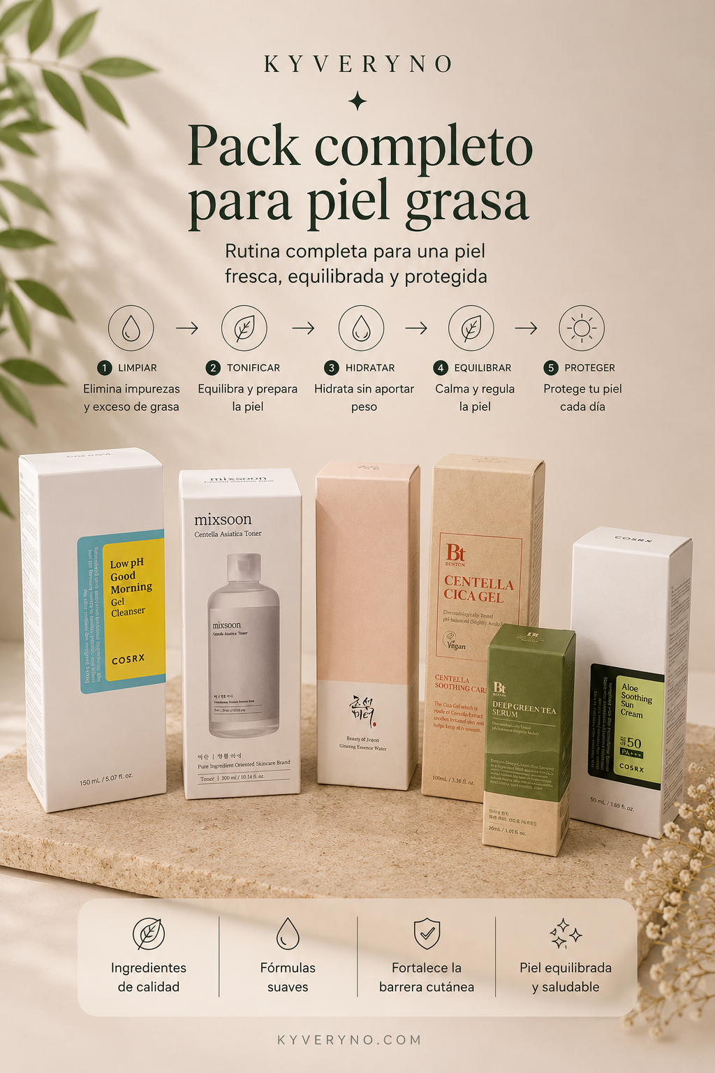 RUTINA COMPLETA · PIEL GRASA - Equilibra, hidrata y ayuda a controlar el exceso de sebo con una rutina completa para piel grasa.